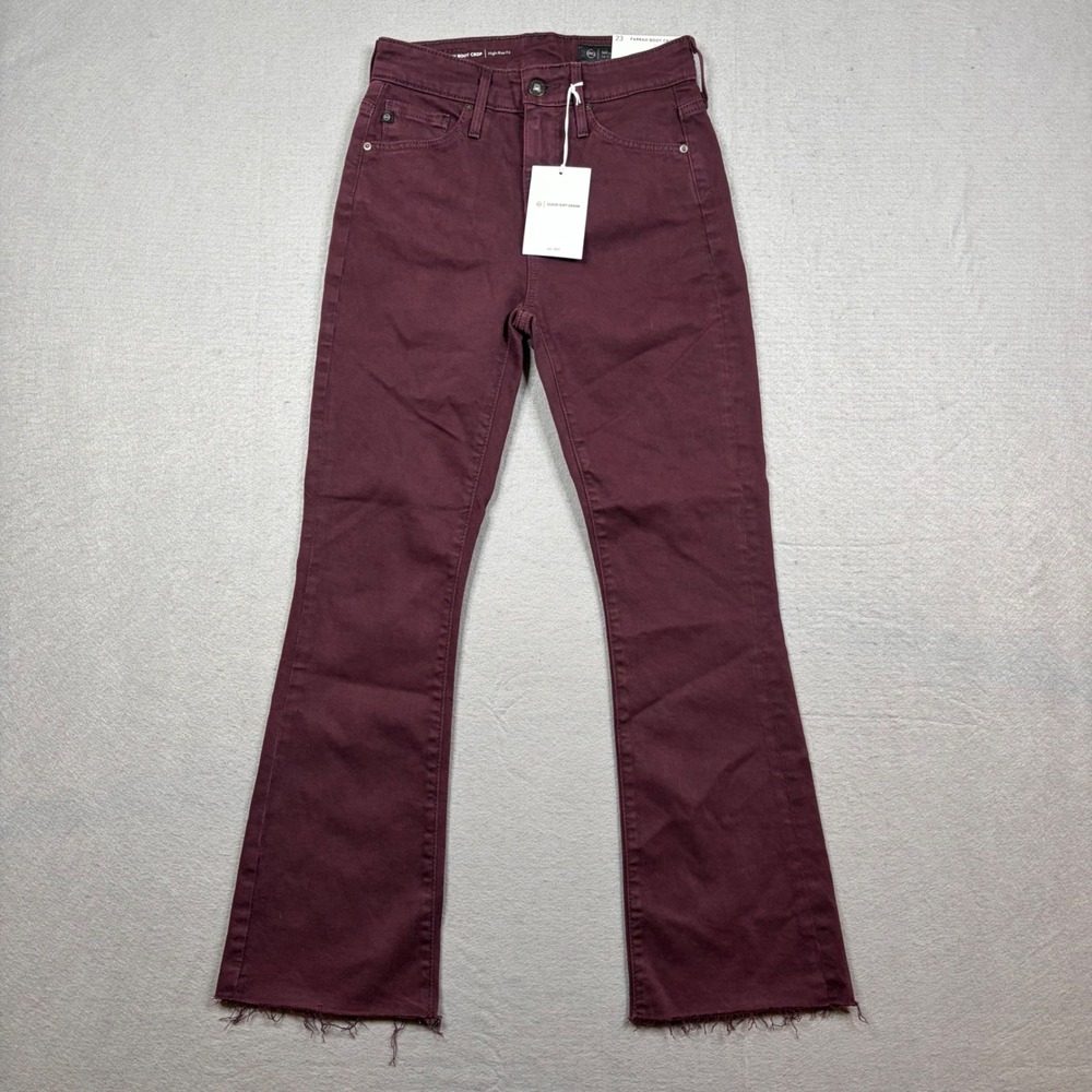 AG Adriano Goldschmied Farrah Boot Crop High Rise Jeans Burgundy 23
